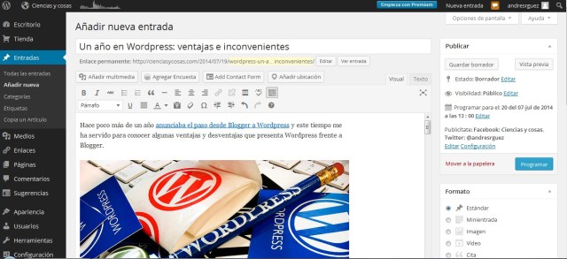publicacion de entradas en WordPress